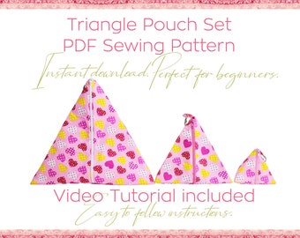 Triangle Pyramid Zipper Bag and Coin Purse PDF Sewing Pattern Set
