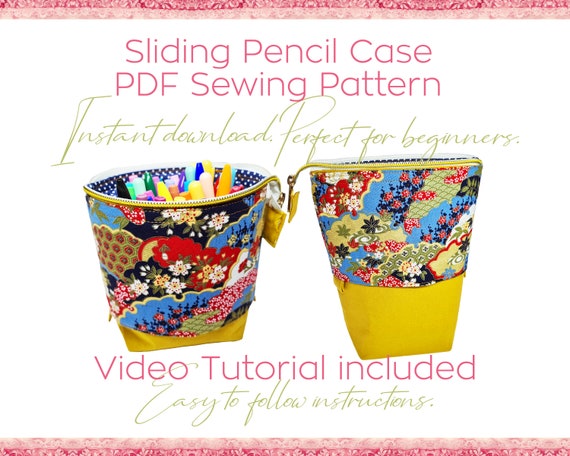 Pencil Pouch Pattern Standing Pencil Case Pen Storage School Supplies Cute Stationery Easy Sewing pattern