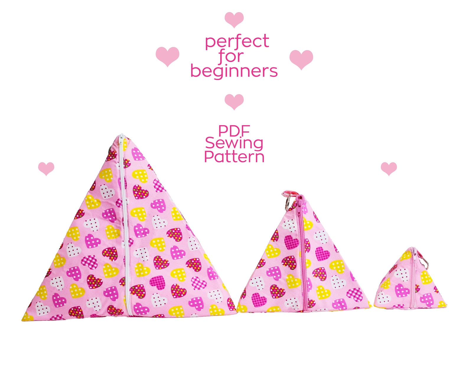 Triangle Pyramid Zipper Bag and Coin Purse PDF Sewing Pattern Set - Etsy