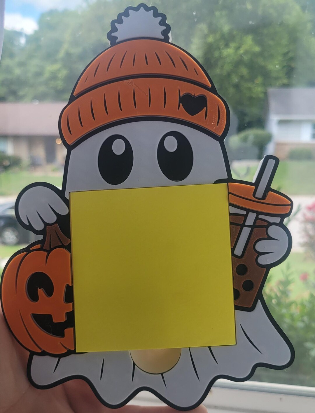 Ghost Fall Halloween Sticky Note Holder Holding Coffee (completed Item ...