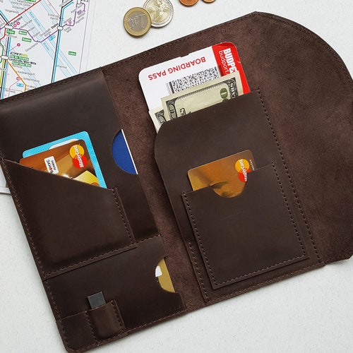 Travel Document Organizer Leather Passport Travel Wallet Etsy