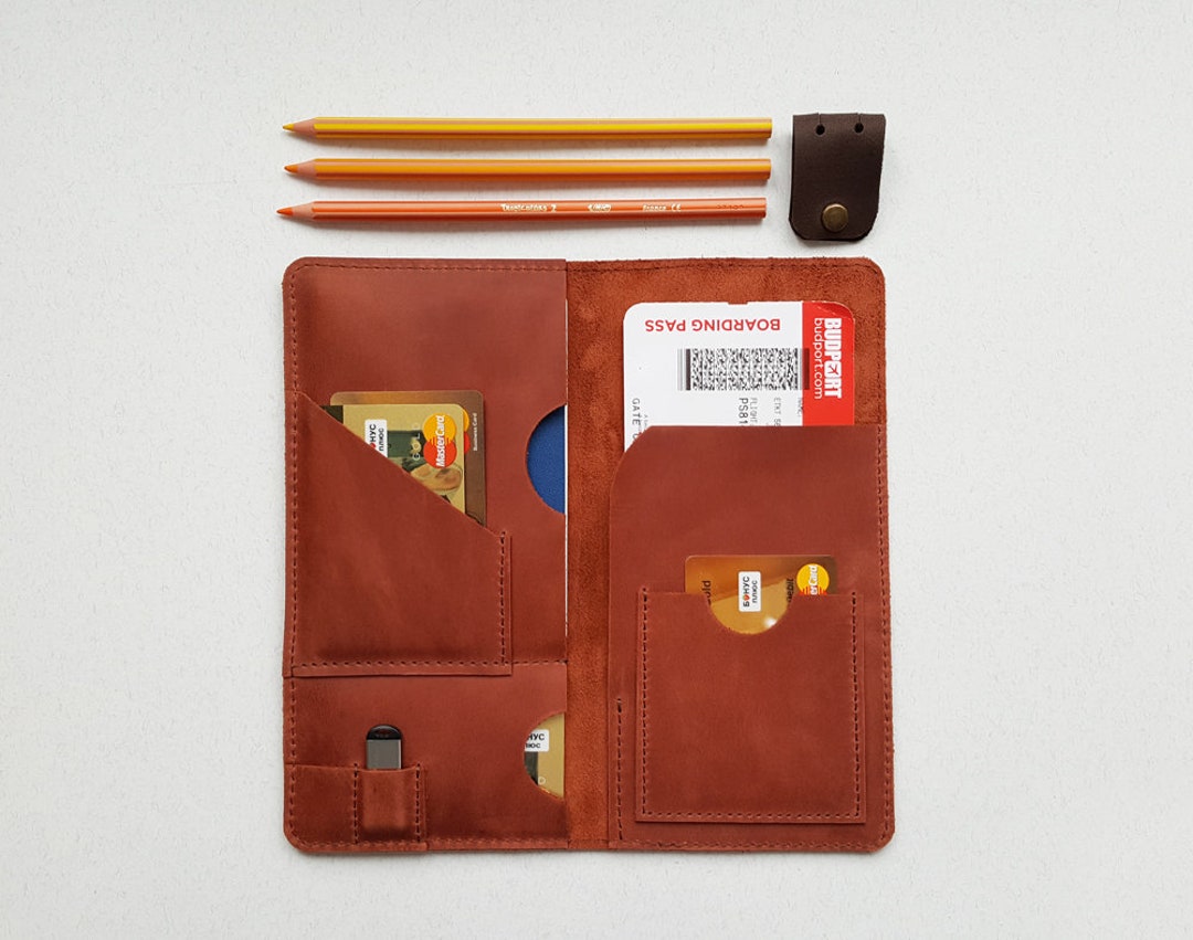 Travel Document Wallet Personalized Leather Passport Wallet Etsy