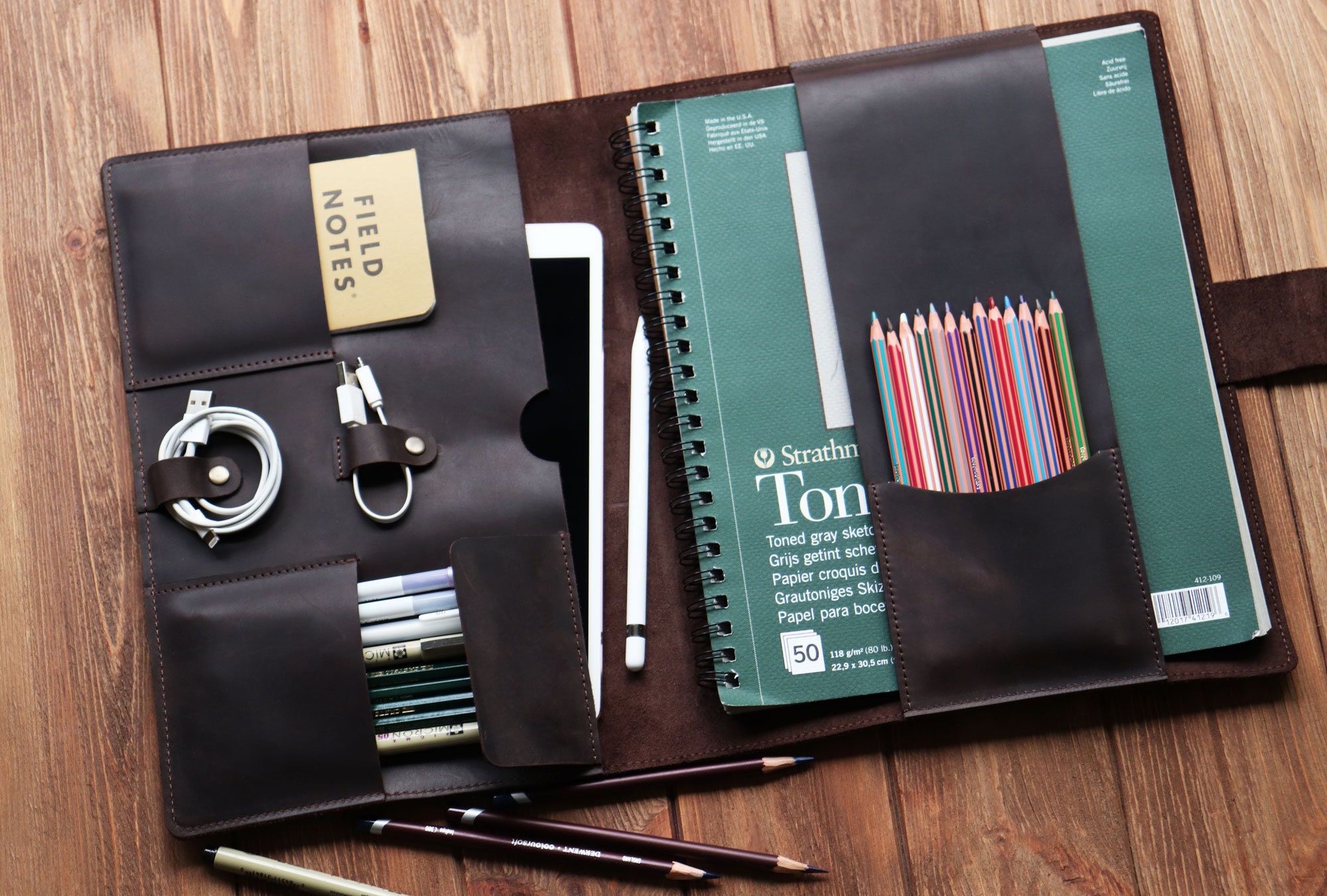 Leather Notebook and iPad case Personalized iPad travel Etsy