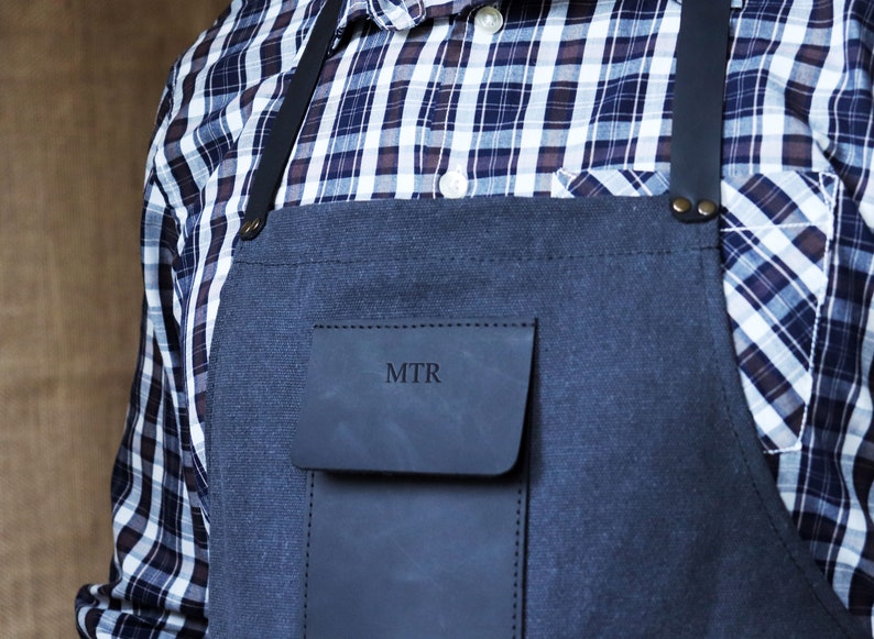 Leather Work Apron Men's Personalized Canvas Apron Etsy