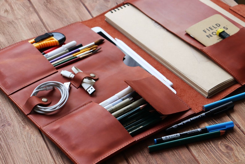 Leather Ipad and Notebook Case Personalized Notebook Etsy