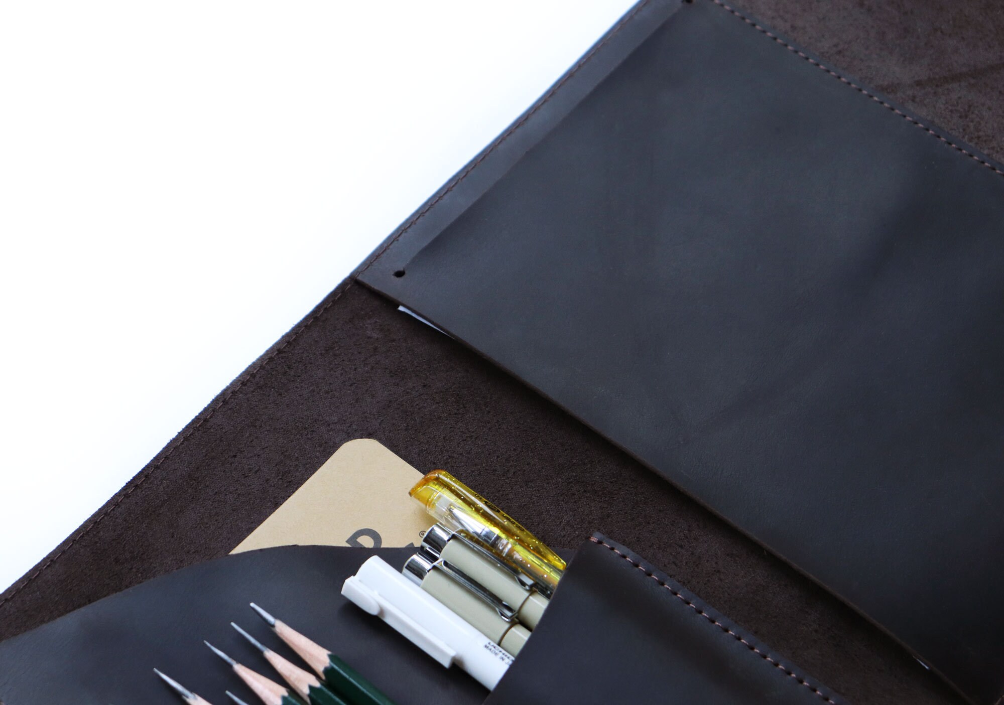 Leather Sketchbook Organizer Personalized Notebook Cover Etsy