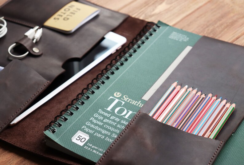 Leather Ipad and Notebook Case Personalized Notebook Etsy