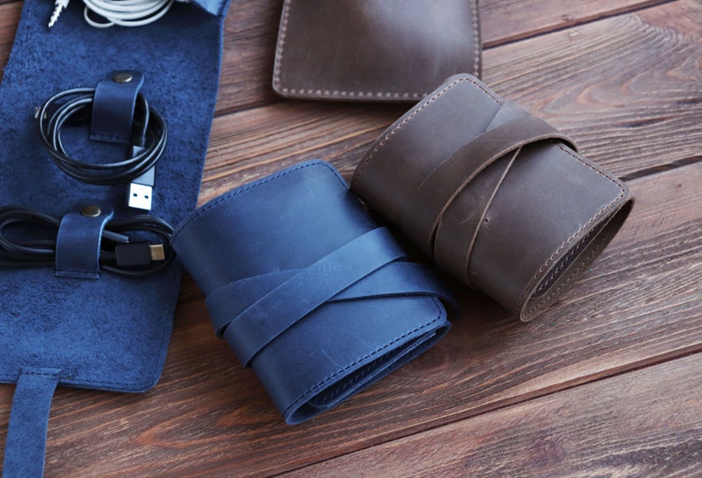 Leather Cord Organizer Personalized Travel Cord Organizer Etsy