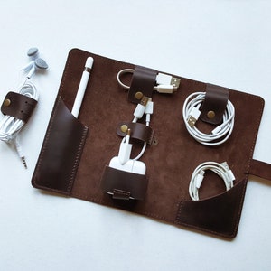 Leather iPad Cord Wrap Personalized iPad Charger Organizer - Etsy