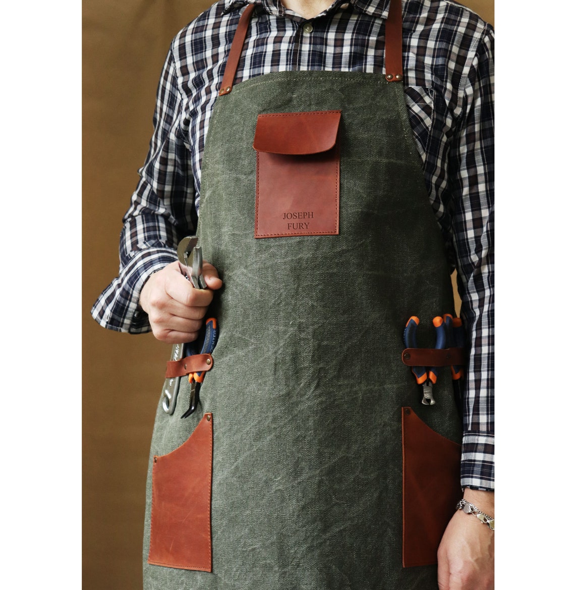 Leather Work Apron Men's Personalized Canvas Apron Etsy