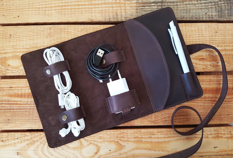 Personalized Cord Organizer Leather Cord Wrap Cable Holder Etsy