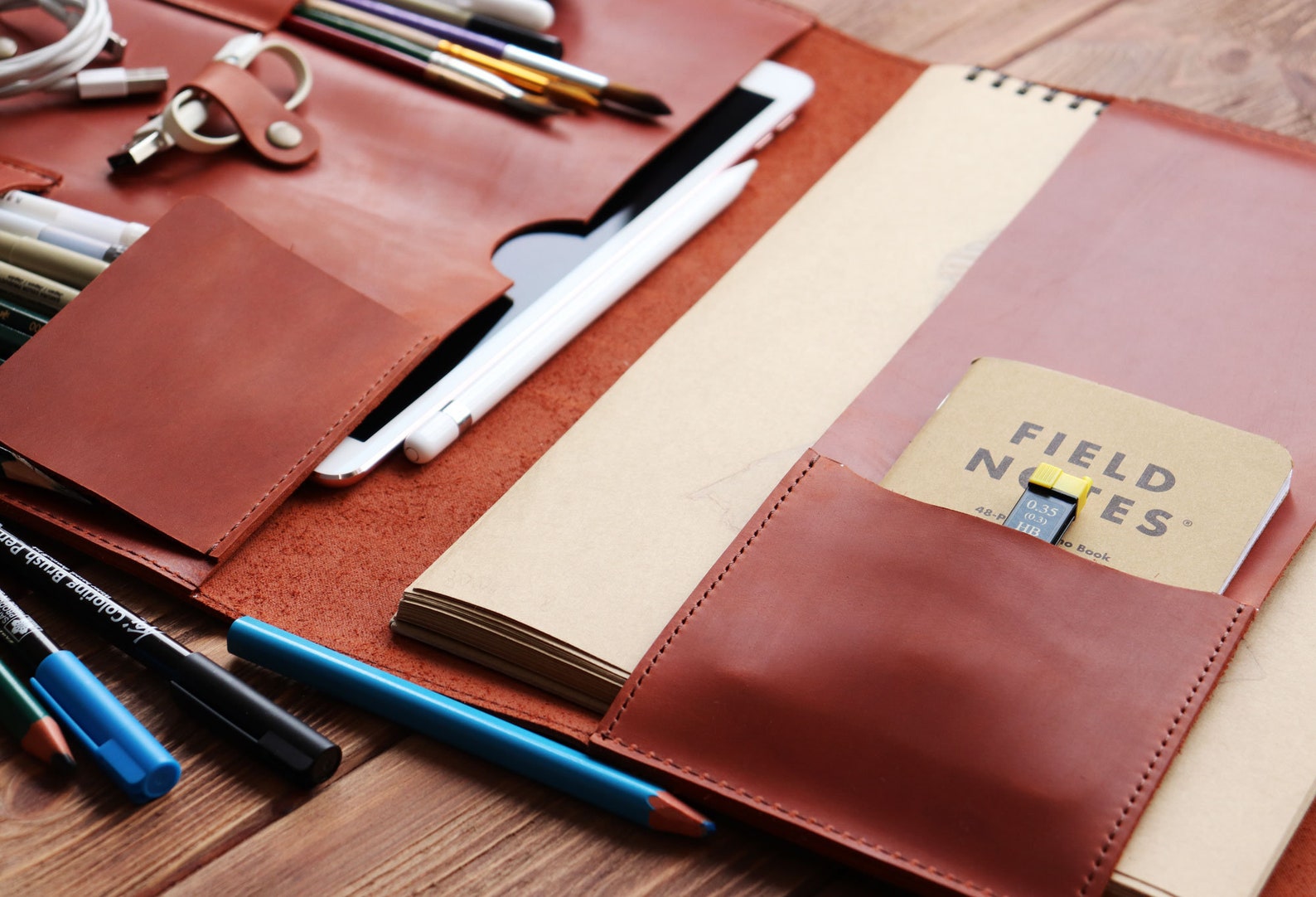 Leather Ipad and Notebook Case Personalized Notebook Etsy