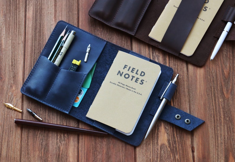 Leather Field Notes Holder Notebook Organizer A6 Etsy