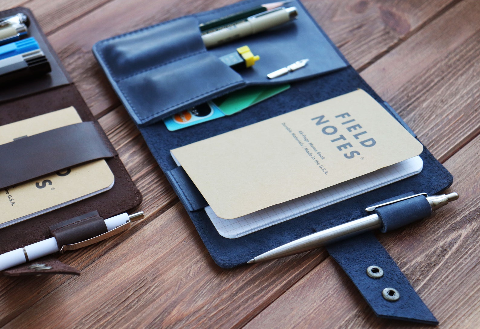 Leather Field Notes Holder Notebook Organizer A6 Etsy
