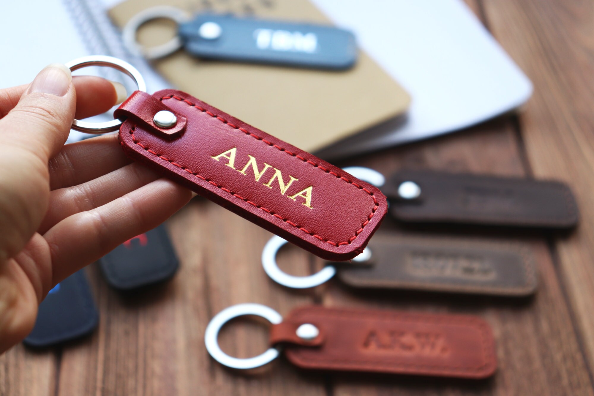 Custom Leather Keychain Leather Key chain Personalized Etsy