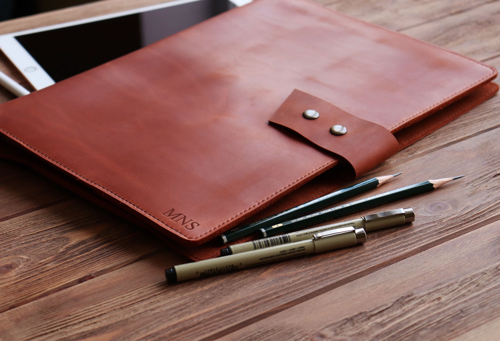 Leather Ipad Organizer Ipad Travel Case Personalized Notebook Etsy