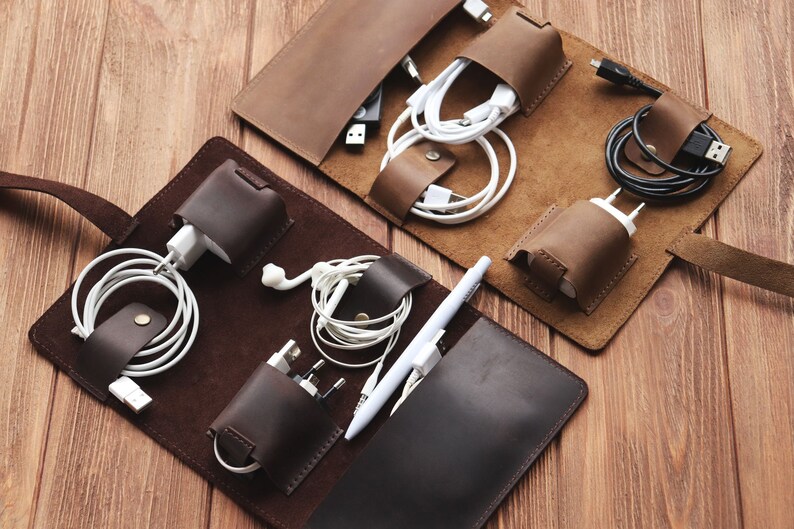 Leather Cord Organizer Personalized Leather Cord Wrap Cable Etsy UK