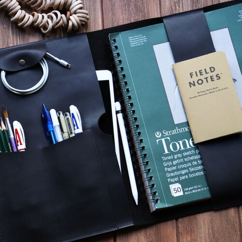 Leather Ipad Organizer Ipad Travel Case Personalized Notebook Etsy