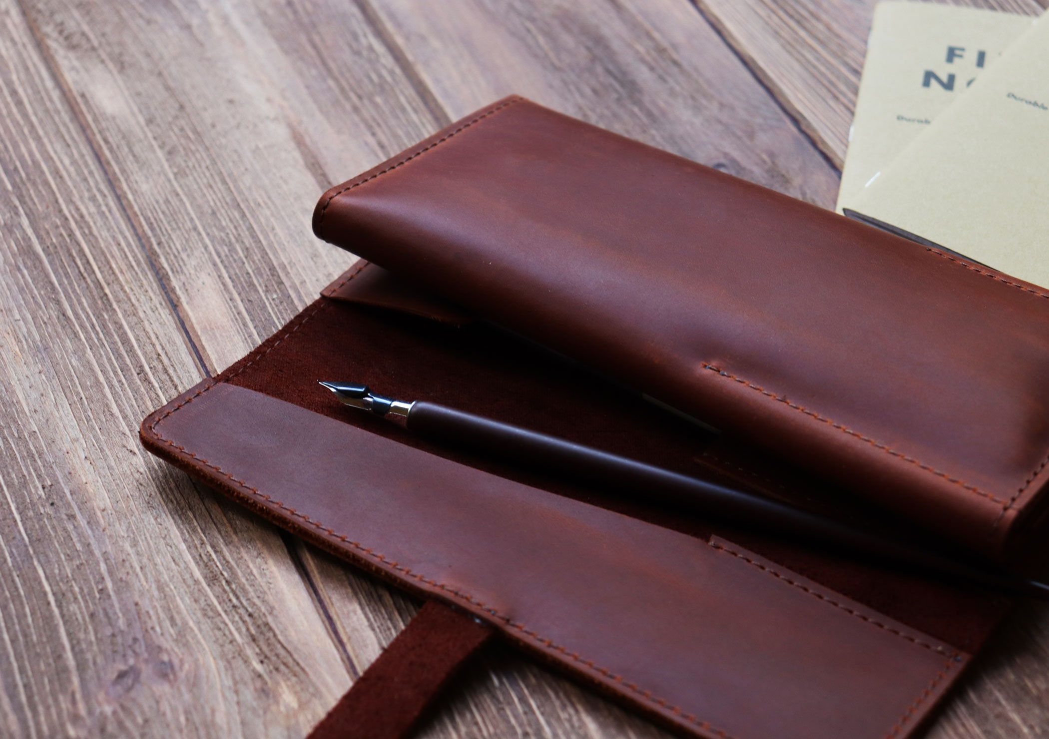 Leather refillable sketchbook, Large brown leather 8.5 x 11 custom