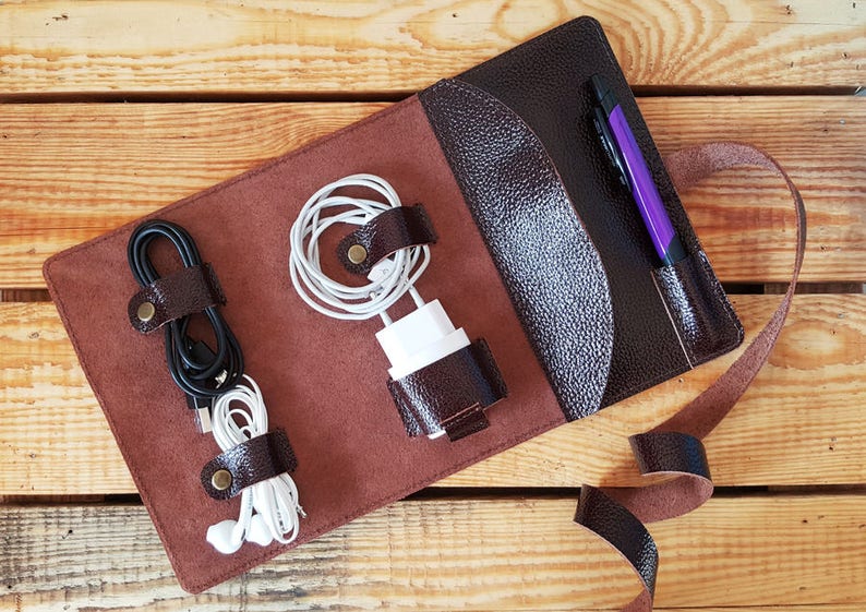 Leather Cable Organizer Cord Wrap Personalized Cord Etsy
