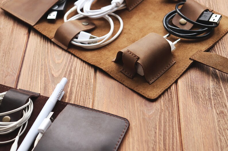 Leather Cord Organizer Personalized Leather Cord Wrap Cable Etsy UK