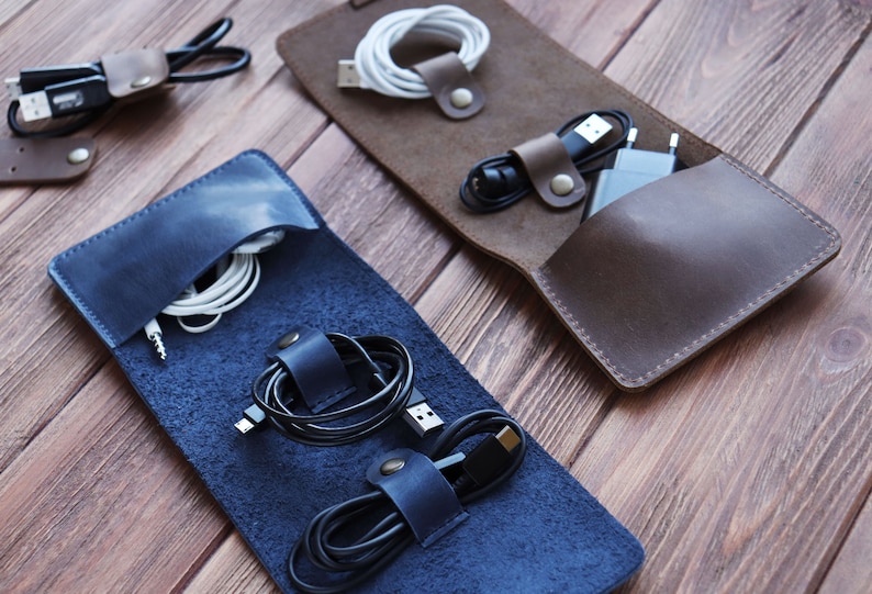 Leather Cord Organizer Personalized Travel Cord Organizer Etsy