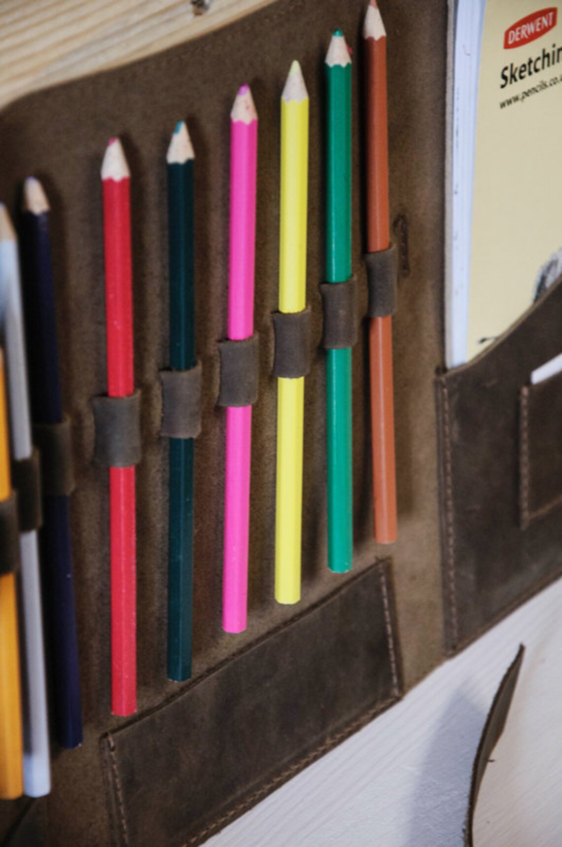 Leather Artist Case Sketchbook Case Leather Pencil Roll Etsy