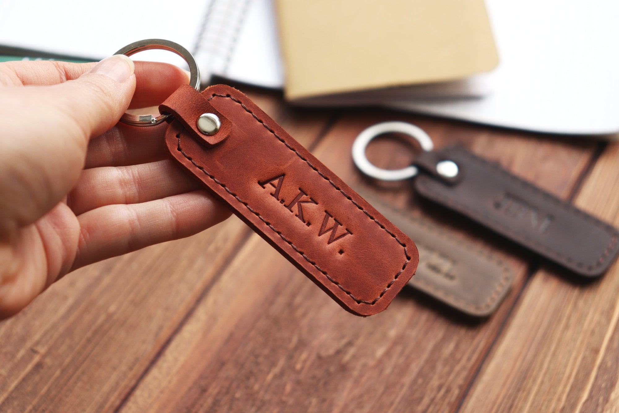 Custom Leather Keychain Leather Key chain Personalized Etsy