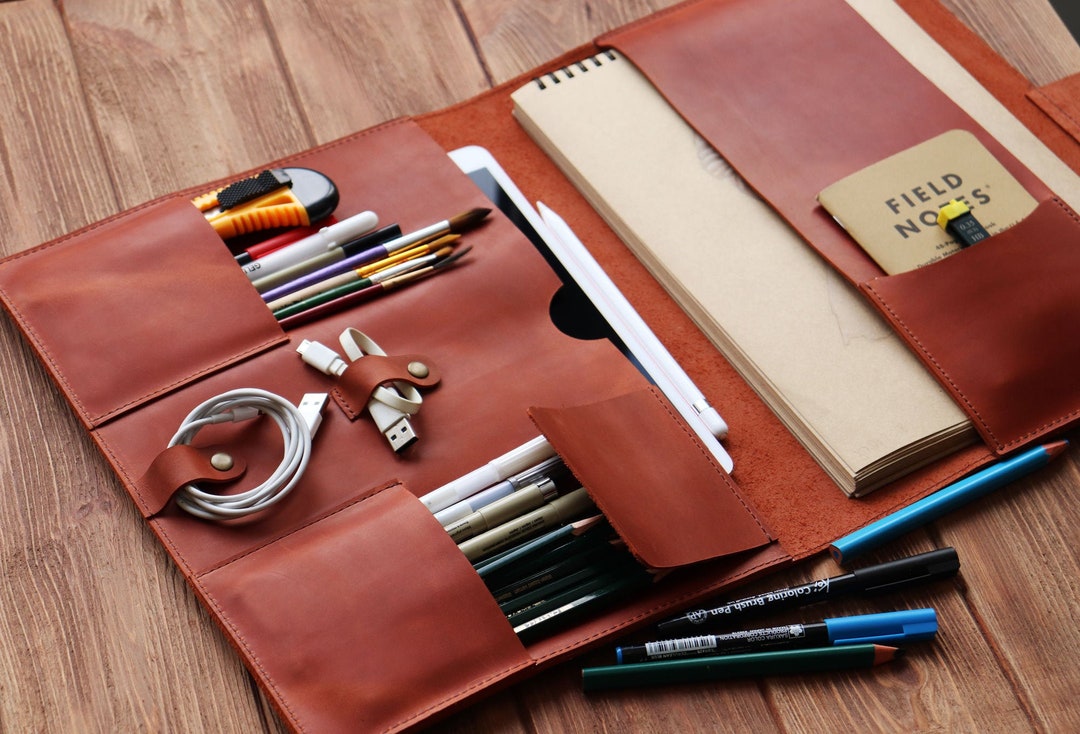 Leather iPad Organizer iPad Travel Case Personalized Notebook Etsy