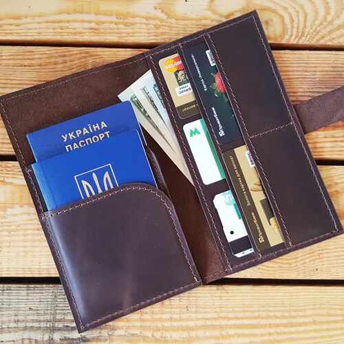 Leather Travel Wallet Personalized Travel Passport Wallet Etsy
