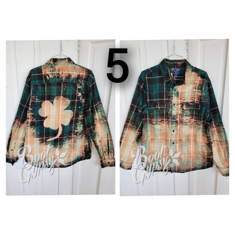 Bleached Four Leaf Clover Flannel Shirt for St. Patrick's - Etsy
