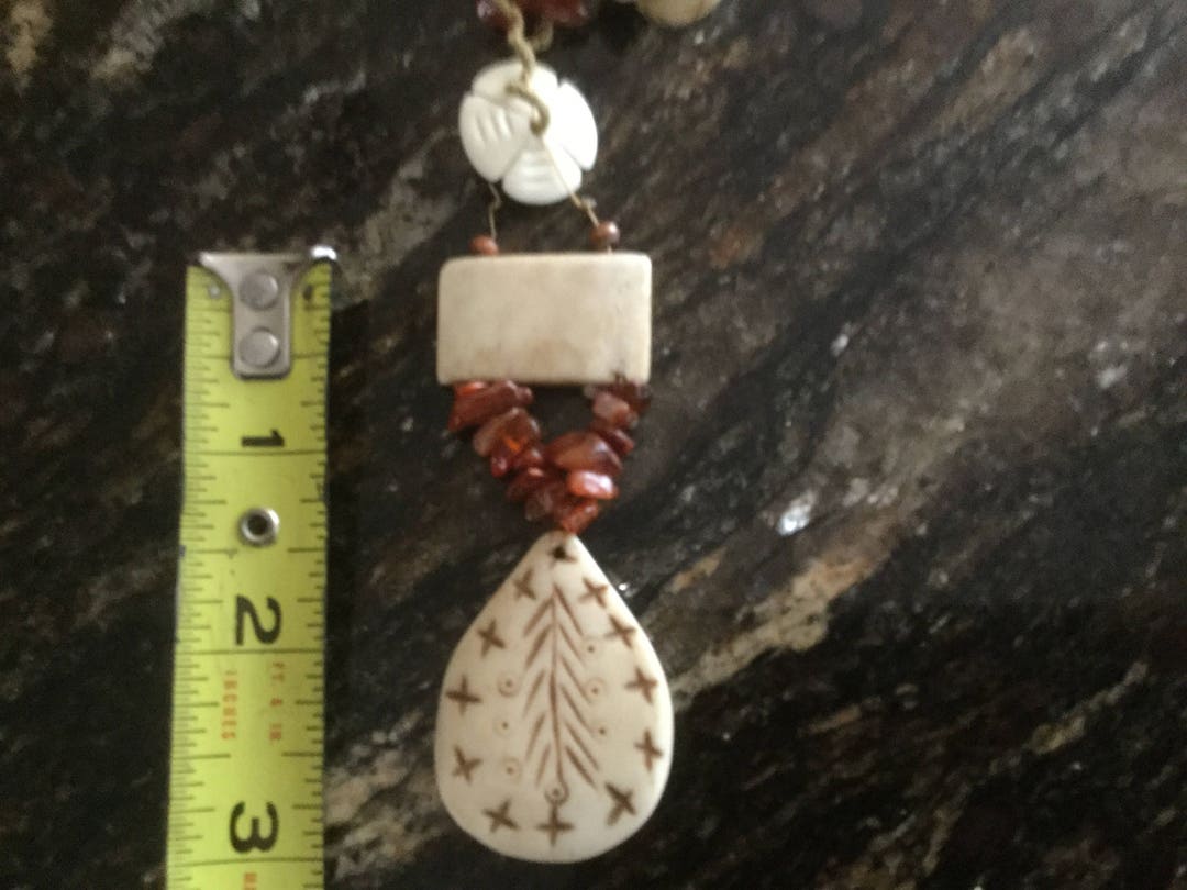 First Nations Bone and Bead Necklace - Etsy