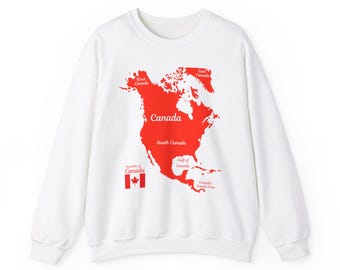 Felpa con stampa "Orgoglio canadese" - Girocollo unisex, mappa del Canada