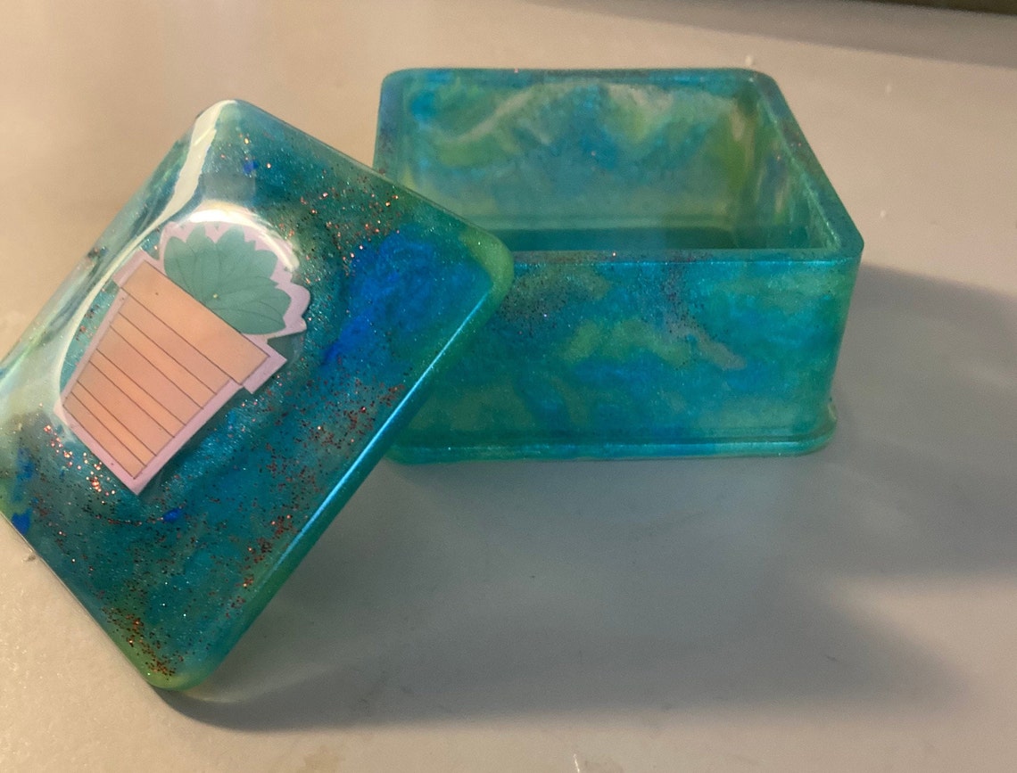 Resin Jewelry Box Trinket Box Jewelry Holder Resin Trinket Etsy