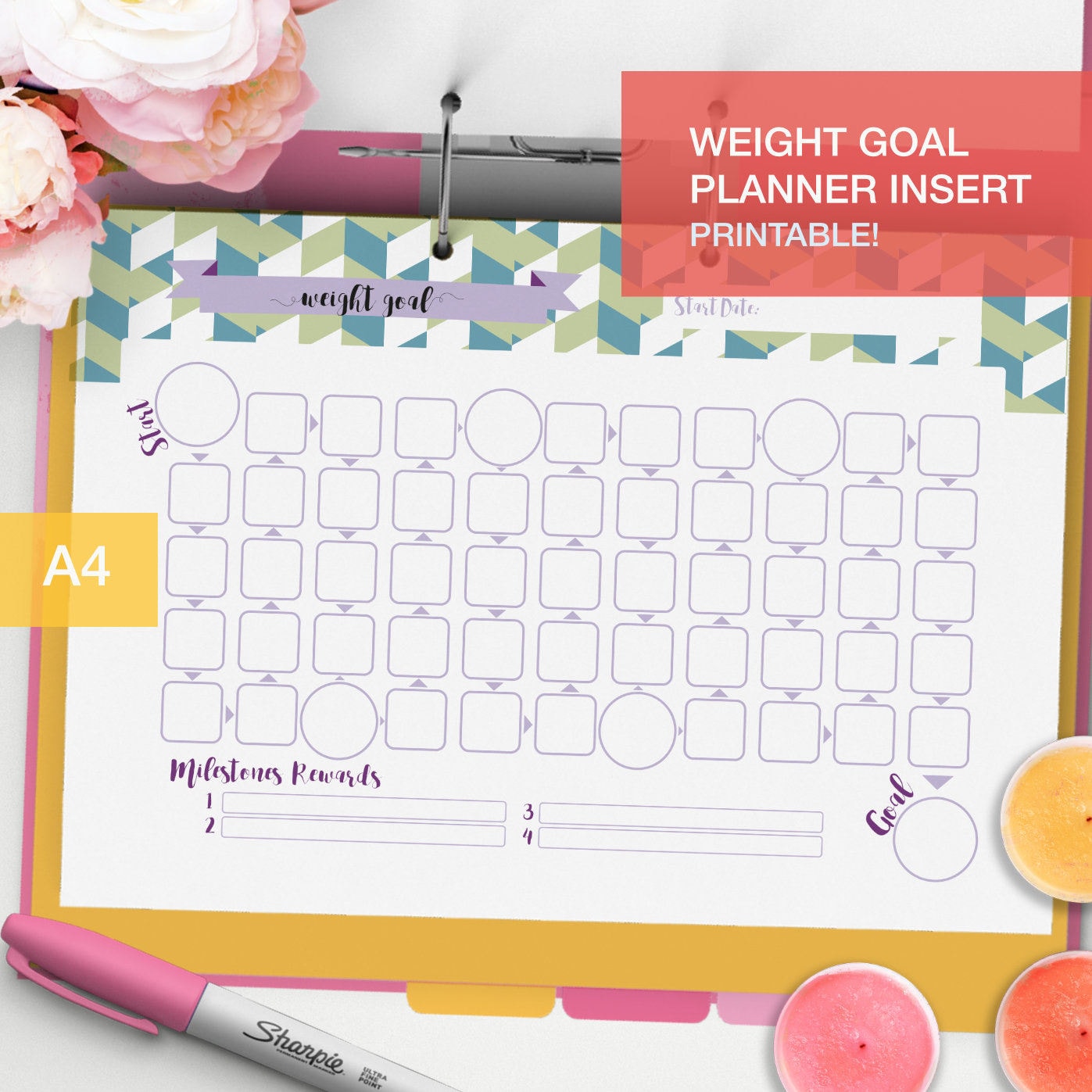 printable weight goal planner inserts a4 goal tracker fitness