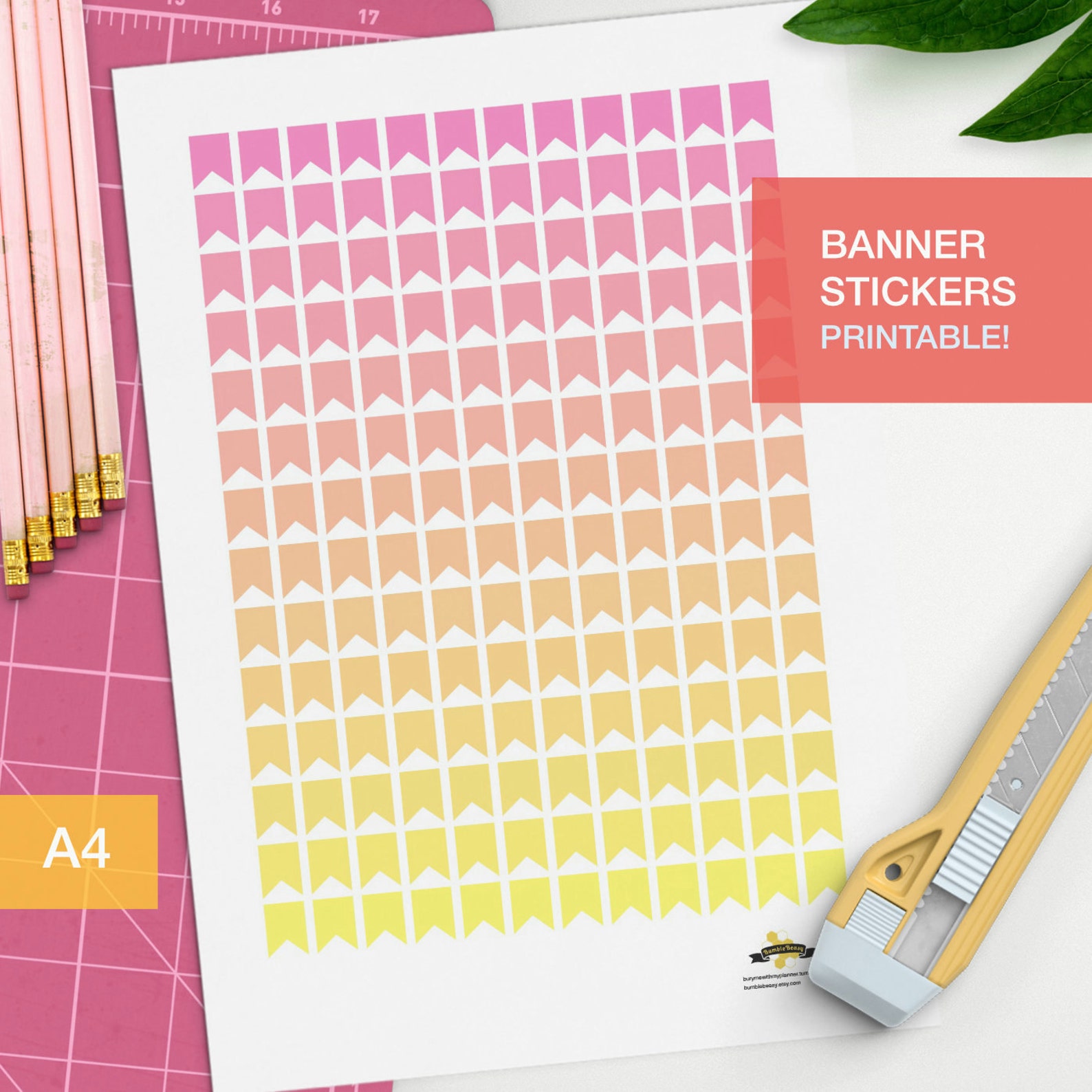 Shade banner stickers A4 printable print at home digital Etsy