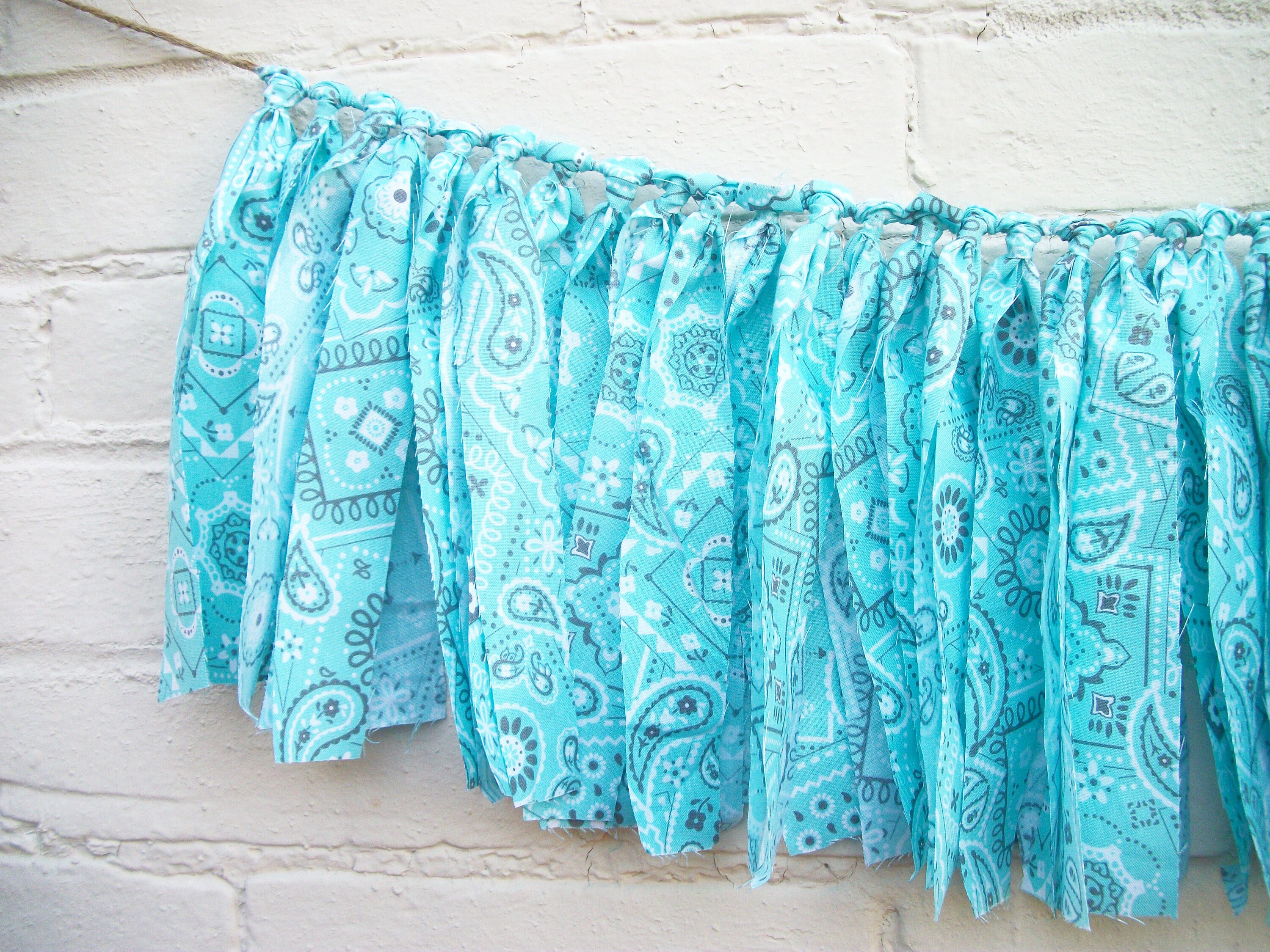 Turquoise Bandana Fabric Garland Barnyard Party Country Etsy