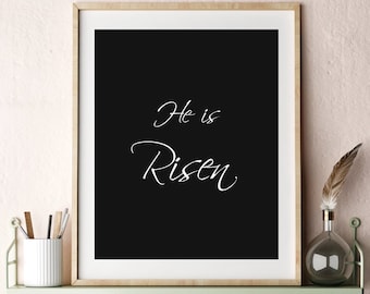 Pascua Biblia Verso Arte de la pared, se ha levantado, impresión de descarga digital instantánea