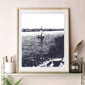 Printable Coastal Nautical Wall Art, Sailboat Photo, Digital Download Print
