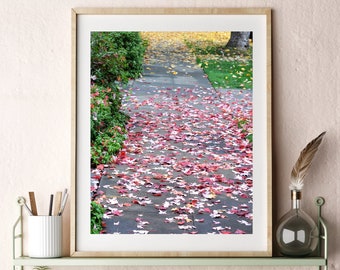 Fall Leaves Autumn Photo, Printable Nature Wall Art Decor, Downloadable Photography