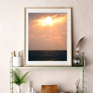 Beach Photo Coastal Sunset Photography, Printable Tropical Beach House Decor, Downloadable