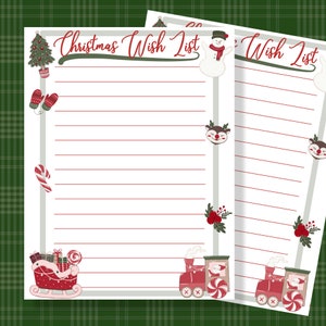 Weihnachtswunschliste druckbare, Kinderwunschliste, herunterladbare Geschenkwunschliste, Brief an Santa X-Mas List Instant Download, Urlaubswunschliste