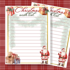 Weihnachten Wunschliste druckbare, Kinder Geschenk Wunschliste, herunterladbare Wunschliste, Brief an den Weihnachtsmann X-Mas Liste sofortiger Download, Urlaub Wunschliste