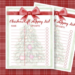 Weihnachtsgeschenk-Einkaufsliste druckbare, Weihnachts-Checkliste, herunterladbare Geschenkliste, X-Mas-Geschenkliste sofortiger Download, Weihnachtsgeschenk-Planer