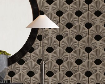 Art Deco Pattern Repositionable Removable Wallpaper, Peel & Stick Fabric Wallpaper, Contemporary Design Wallpaper, PVC Free, Non Toxic #672