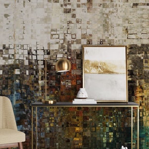 Abstract Repositionable Wallpaper, Peel & Stick Wallpaper, Abstract Mural, Self Adhesive Fabric Wallpaper, Contemporary Design Wallpaper 343