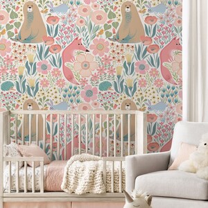 Forest Animals Self-Adhesive Repositionable Removable Wallpaper, Peel & Stick Fabric Wallpaper for Kid's Room, Vinyl Free Non-Toxic #627M