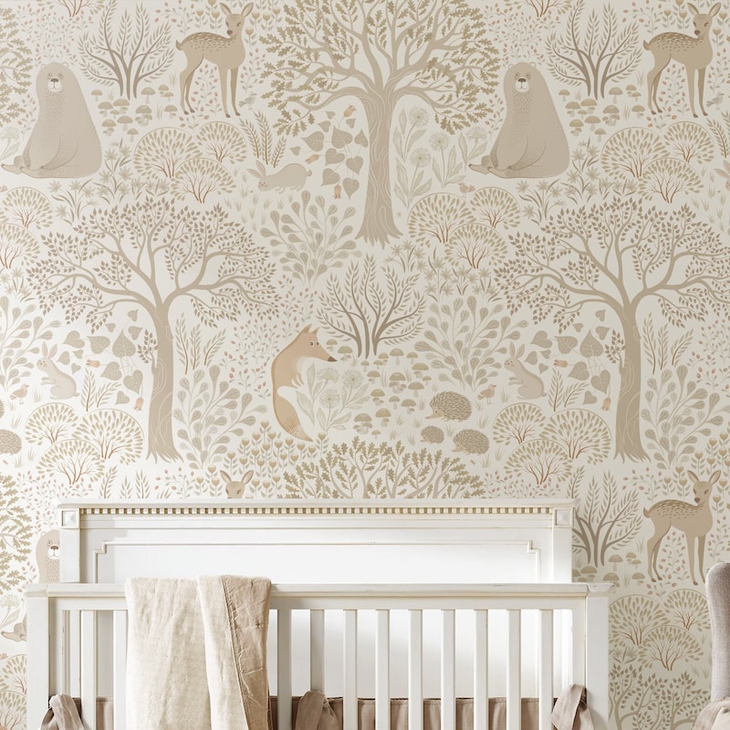 Woodland Nursery Wallpaper - Etsy