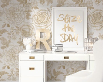 Floral Repositionable Removable Wallpaper, Peel & Stick Wallpaper, Floral Self Adhesive Fabric Wallpaper, PVC Free Non Toxic #511