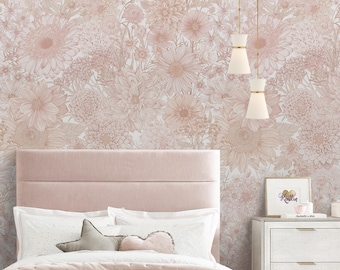 Floral Repositionable Wallpaper, Peel & Stick Wallpaper, Self-Adhesive Wallpaper for Nursery or Girl's Room, Vinyl Free, Non-Toxic #410L